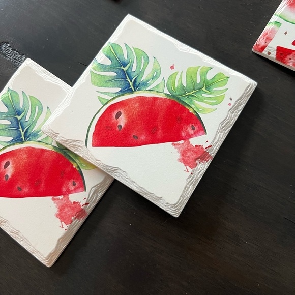 Watermelon summer Set of 8 Ceramic Coasters 🍉 - Picture 3 of 6